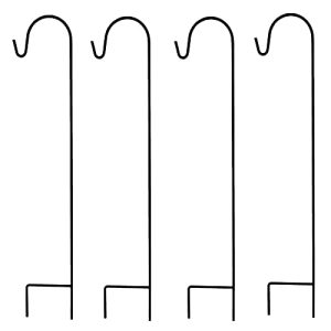 Ashman Shepherd's Hooks 35 Inch (4 Pack), Black, Made of Premium Metal for Hanging SolarLights, Bird Feeders, Mason Jars, Christmas Lights, Lanterns, Garden Stakes and Wedding Décor.