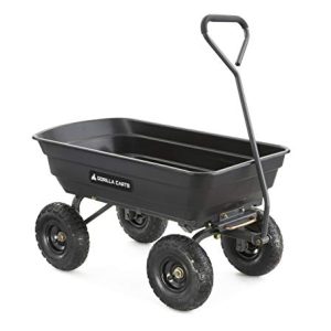 Gorilla Carts GOR4PS Poly Garden Dump Cart with Steel Frame and 10-in. Pneumatic Tires, 600-Pound Capacity, Black